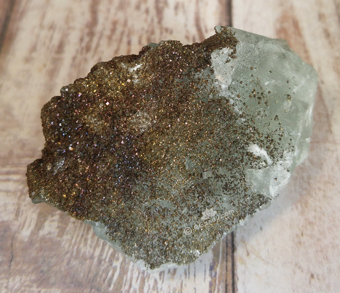 Fluorite with Pyrite from Morocco Natural green and iridescent gemstone mineral on GGandJ.com