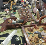 Wood hand bowl with gemstones