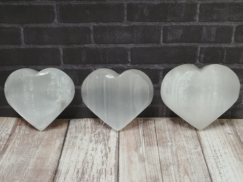 3" Selenite Hearts, ggandj.com