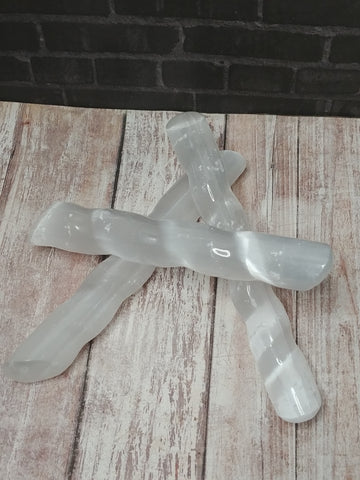 Selenite Massage Swirl Wand Point
