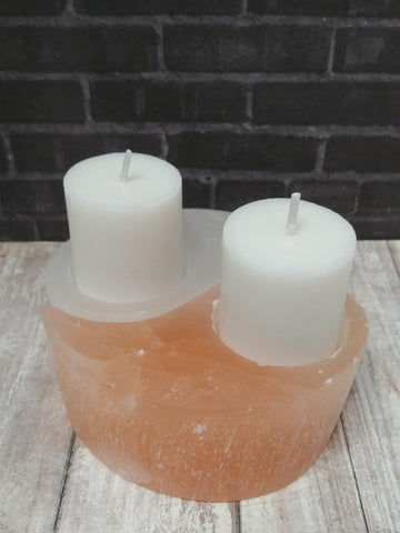 Selenite Yin Yang Candle Holder