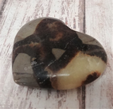 Natural Septarian from Madagascar Carved Heart Gemstone Yellow Calcite Brown Aragonite GGandJ.com
