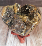 Natural Septarian from Madagascar Carved Heart Gemstone Yellow Calcite Brown Aragonite GGandJ.com