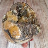 Natural Septarian from Madagascar Carved Heart Gemstone Yellow Calcite Brown Aragonite GGandJ.com