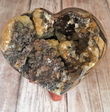 Natural Septarian from Madagascar Carved Heart Gemstone Dragon Stone Yellow Calcite Brown Aragonite GGandJ.com