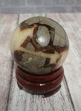 Natural Septarian from Madagascar Carved Sphere Gemstone Yellow Calcite Brown Aragonite GGandJ.com
