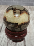 Natural Septarian from Madagascar Carved Sphere Gemstone Yellow Calcite Brown Aragonite GGandJ.com
