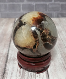 Natural Septarian from Madagascar Carved Sphere Gemstone Yellow Calcite Brown Aragonite GGandJ.com