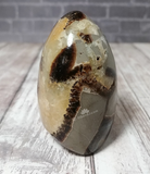 Natural Septarian from Madagascar Carved Heart Gemstone Yellow Calcite Brown Aragonite GGandJ.com