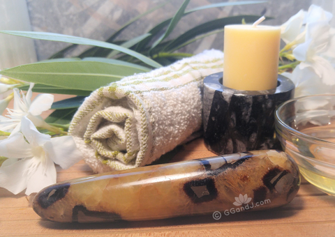 Spa Towel massage Oil gemstone wand Relax Therapeutic Luxury Flower Healing Candle septarian