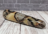 Natural Septarian from Madagascar Carved Wand Gemstone Yellow Calcite Brown Aragonite GGandJ.com