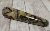 Natural Septarian from Madagascar Carved Wand Gemstone Yellow Calcite Brown Aragonite GGandJ.com