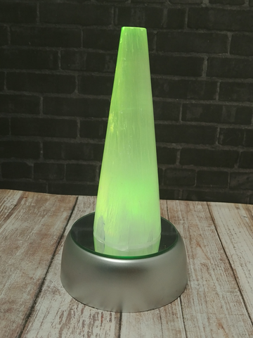 Green Selenite Cone Tower