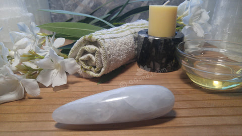 Spa Towel massage Oil gemstone wand Relax Therapeutic Luxury Flower Healing Candle clear quartz