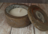 soy massage lotion candle in fossil keepsake box on GGandJ.com