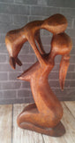 Natural Wood Carving of Mother and Child