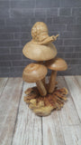 Handcarved wood snail on mushroom from Indonesia GGandJ.com