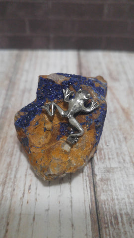 Frog on Azurite gemstone gift idea