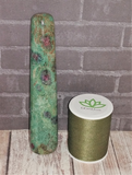 Ruby Zoisite wand from India with thread spool size reference