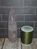 Rose Quartz Massage wand with thread spool size reference