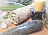 Spa Towel massage Oil gemstone wand Relax Therapeutic Luxury Flower Healing Candle Labradorite