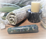 Spa Towel massage Oil gemstone wand Relax Therapeutic Luxury Flower Healing Candle Ruby Zoisite