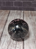 Handmade Natural Gift Black and Pink Gemstone Mineral Sphere Natural Gift Rhodonite
