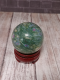 Natural Red and green gemstone  Carved into Sphere GGandJ.com Ruby Fuchsite