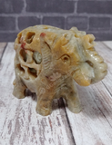 Soapstone Carved Elephant with baby from India on GGandJ.com Gypsy Gems & Jewelry Naturally Unique