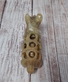 Top view of carved dog soapstone