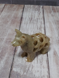 Carved Dog on GGandJ.com Tan Brown Gemstone Dog Lover Gift Idea