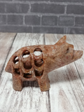 Soapstone Carved Bear with baby from India on GGandJ.com Gypsy Gems & Jewelry Naturally Unique Red