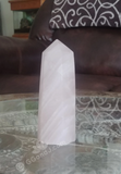 Home Decor Gemstone Mineral Naturally Unique Rose Quartz Obelisk Tower in Living Room on GGandJ.com