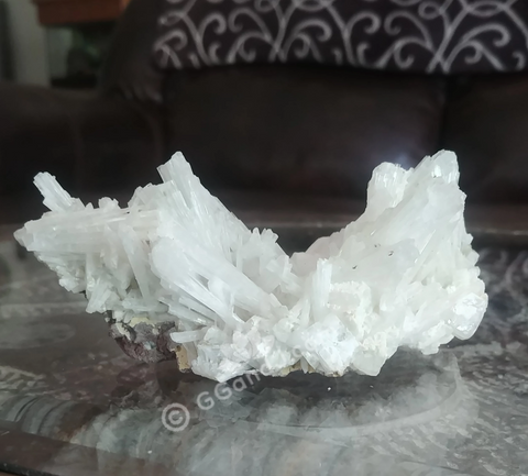 Home Decor Gemstone Mineral Naturally Unique Rough Scolecite in Living Room on GGandJ.com