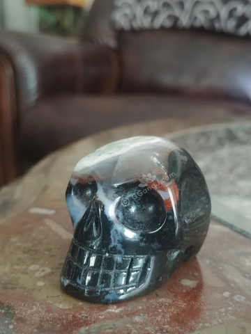 Home Decor Gemstone Mineral Naturally Unique Onyx Skull in Living Room on GGandJ.com