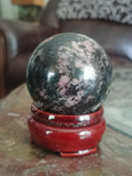 Home Decor Gemstone Mineral Naturally Unique Rhodonite Sphere in Living Room on GGandJ.com