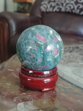 Home Decor Gemstone Mineral Naturally Unique Ruby Zoisite sphere in Living Room on GGandJ.com
