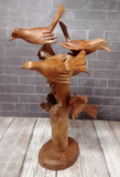 Wooden Birds in tower gift for birdwatchers