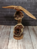Hand carved Indonesian wood bird owl tower art