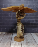 Indonesian Wood art bird on tower owl in flight gypsy gems & jewelry naturally unique