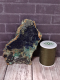 Malachite and Azurite from Morocco with thread spool size reference