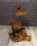 Indonesian Wood art frog on mushroom statue gypsy gems & jewelry naturally unique