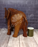 Wood elephant with thread spool size reference