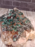 Epidote Quartz and Baryte from Morocco green peach orange gemstone mineral GGandJ.com