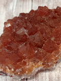 Red quartz gemstone mineral crystal close up