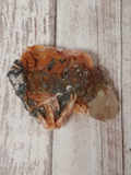 Orange silver and white mixed mineral combination gemstone UV reactive rocks