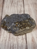 side view of pyrite on galena from morocco