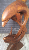handcarved wood dolphin statue from indonesia on Gypsy Gems & Jewelry Interior decor natural wood statue