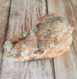 Epidote Calcite and Baryte from Morocco green peach orange gemstone mineral GGandJ.com