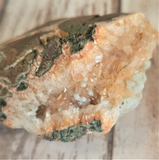 Natural green Epidote and Calcite on Baryte Gemstone Crystal from Morocco on GGandJ.com
